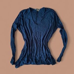 VINCE Flowy Blue V-Neck Long Sleeve Viscose Top